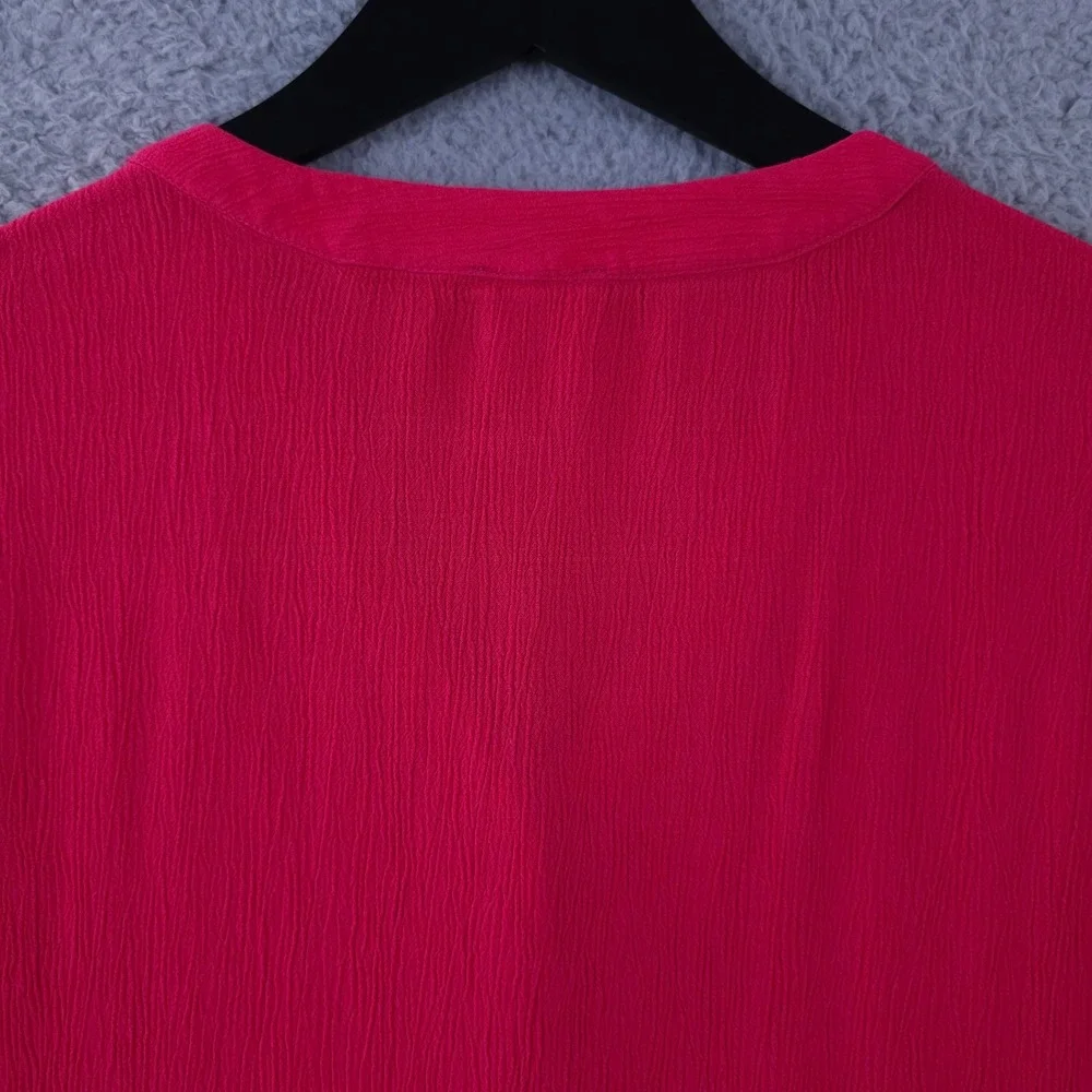 Chicos Shirt Womens 3 US XL Pink Tie Hem Button Up Dolman Sleeve Crinkle Top - Picture 9 of 9